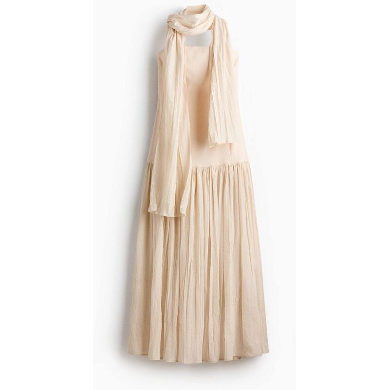 H&M - Šaty bandeaus šálou - Světle Béžová