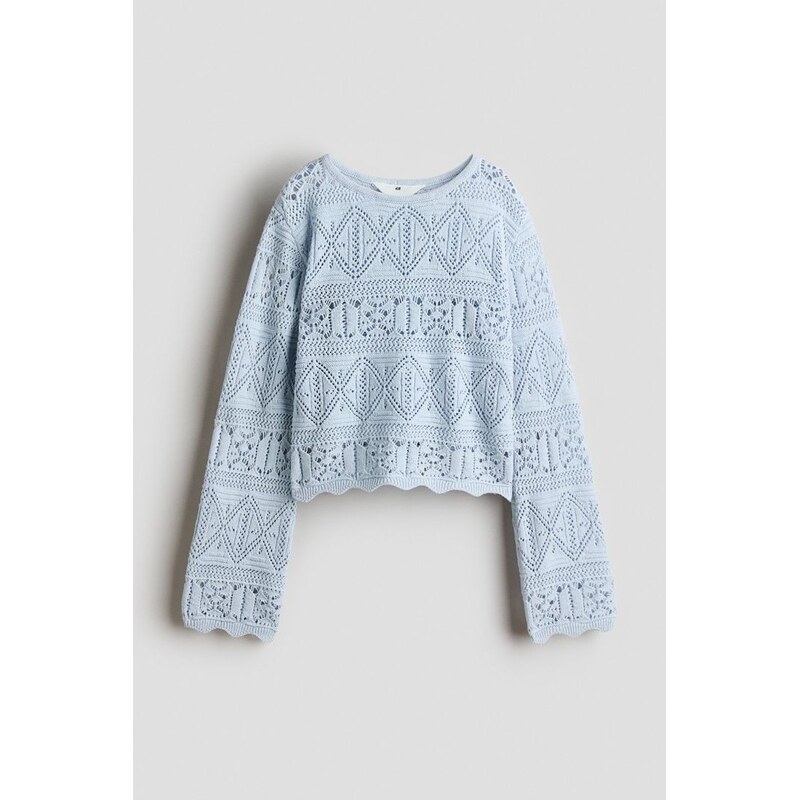 H&M - Svetrs efektem háčkování - Bleděmodrá