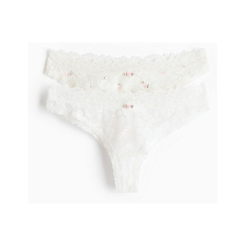 H&M - Krajkové kalhotky brazilian 2 kusy - bílá 114085613