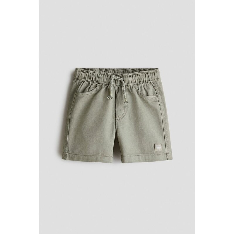 H&M - Keprové šortky - Světle Zelená Khaki
