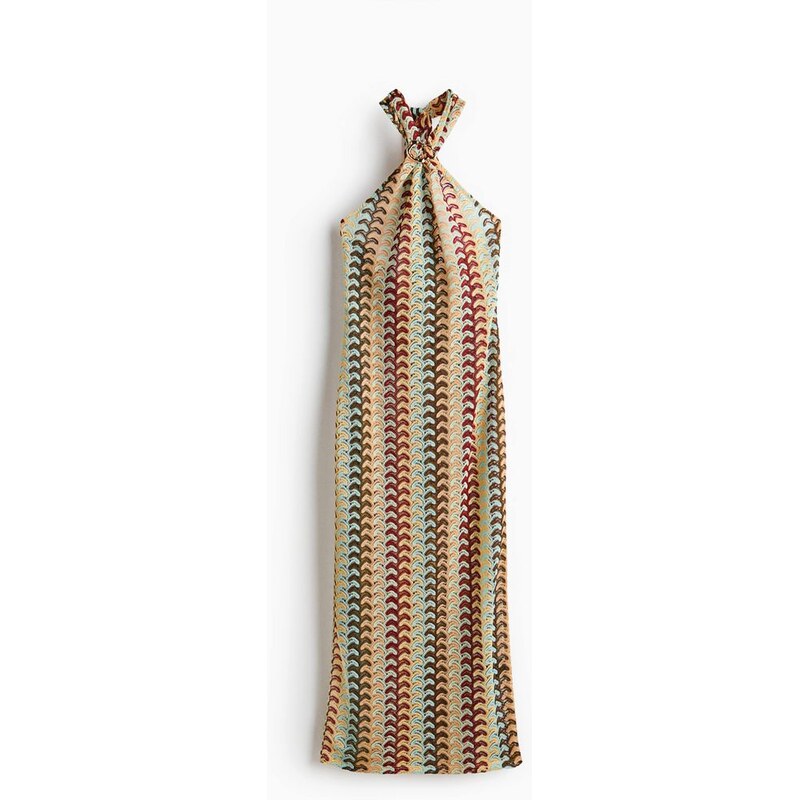 H&M - Šaty halternecks efektem háčkování - Bleděmodrá