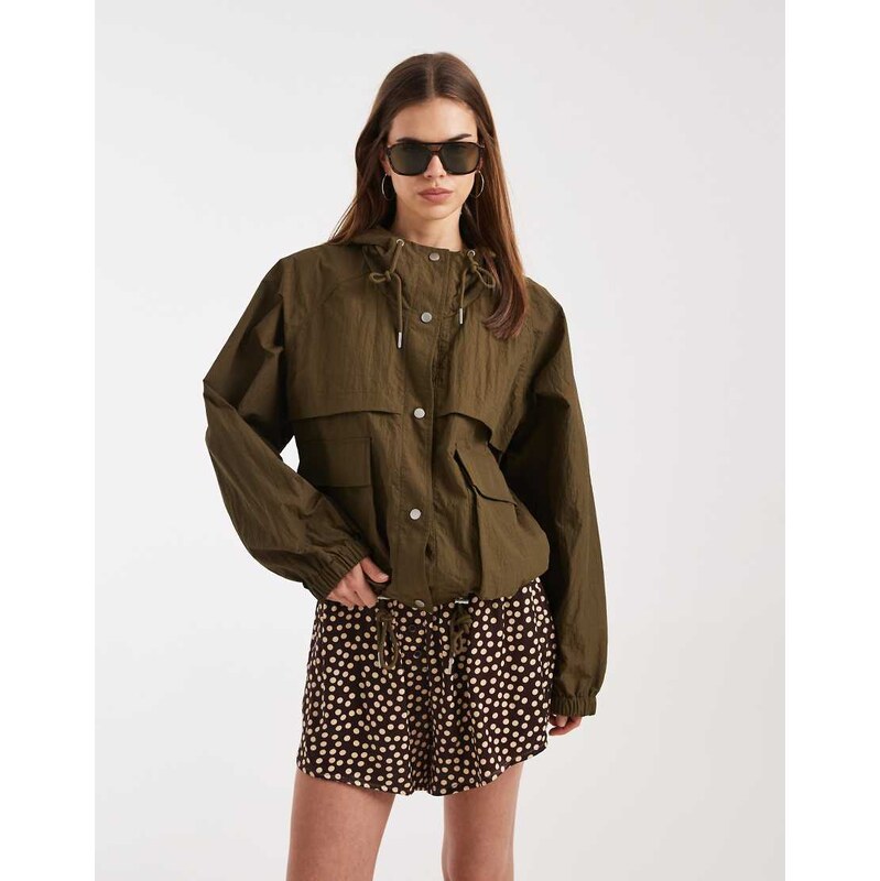 ASOS DESIGN shower resistant rain wear parka jacket in olive-Green 115516769