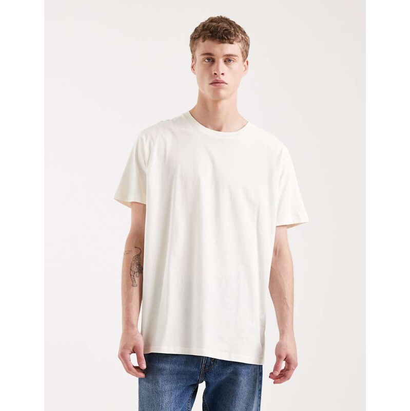 Brave Soul oversized crew neck t-shirt in ecru-White