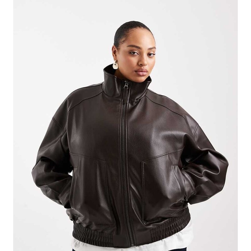 ASOS Curve ASOS DESIGN Curve oversized leather look funnel