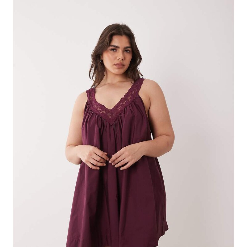ASOS Curve ASOS DESIGN Curve v neck smock poplin mini sundress