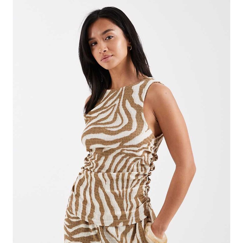 Vero Moda Petite sleeveless ruched jersey top co-ord in birch