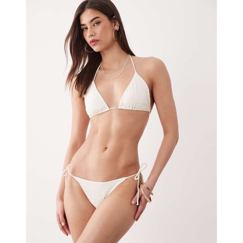 Free Society ruffle tieside bikini bottom in white