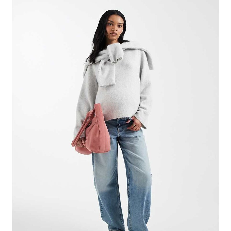 ASOS Maternity ASOS DESIGN Maternity slim barrel jeans in light