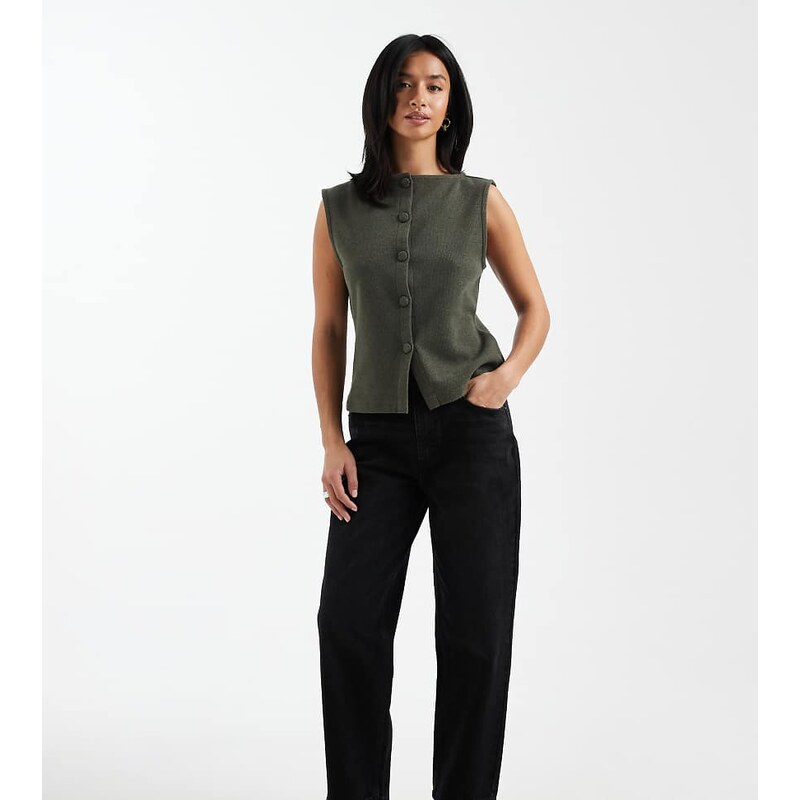 ASOS Petite ASOS DESIGN Petite high rise relaxed mom jeans in black 115519841
