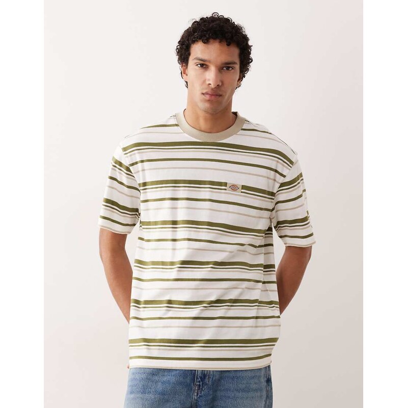 Dickies Glade Springs striped t-shirt in off white