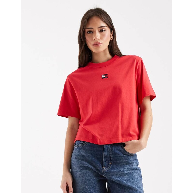 Tommy Jeans badge logo boxy fit t-shirt in red