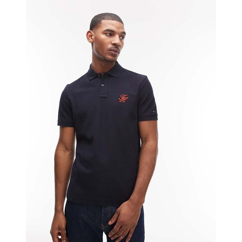 Tommy Hilfiger script polo shirt in navy