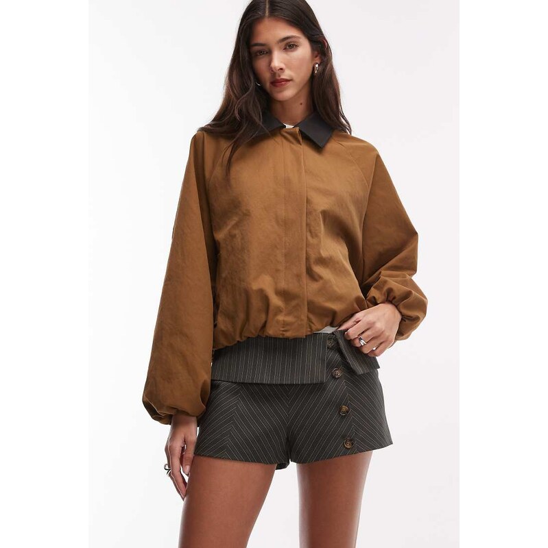 Motel Wamuka tailored pinstripe mini shorts in grey