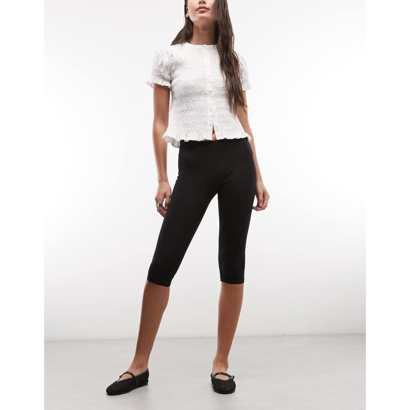 Monki jersey stretch capri pants in black