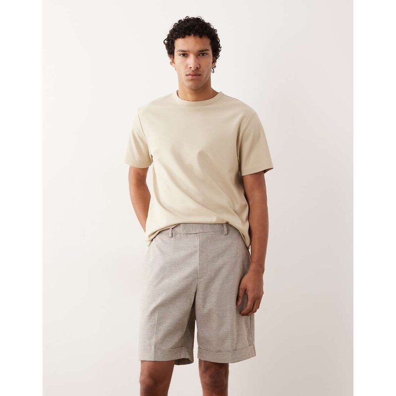 ASOS DESIGN linen rich tailored regular shorts in beige
