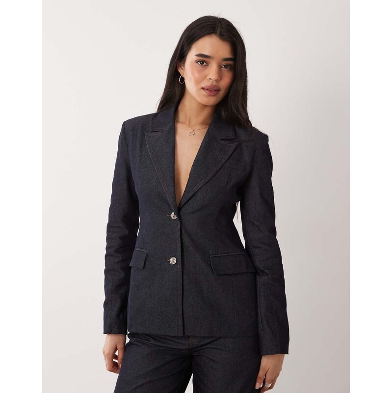 Glamorous cinched blazer in dark indigo co-ord-Blue