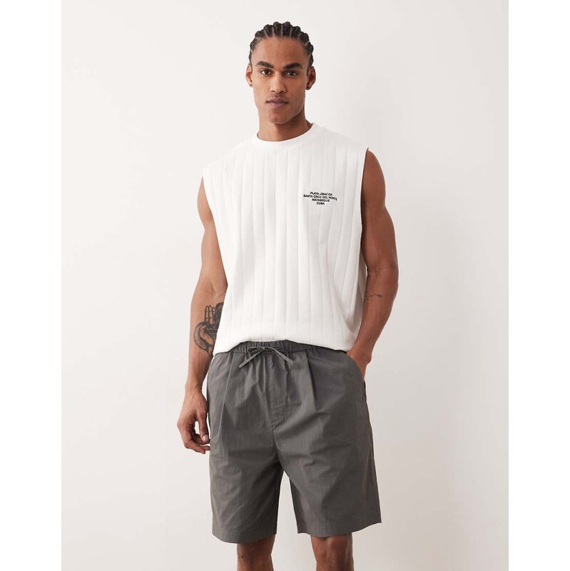 ASOS DESIGN mid length jorts in charcoal techy fabric-Grey