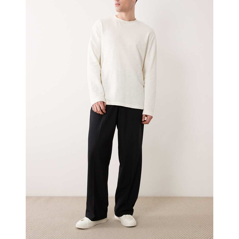 ASOS DESIGN tailored wide leg comfort stretch trousers in black