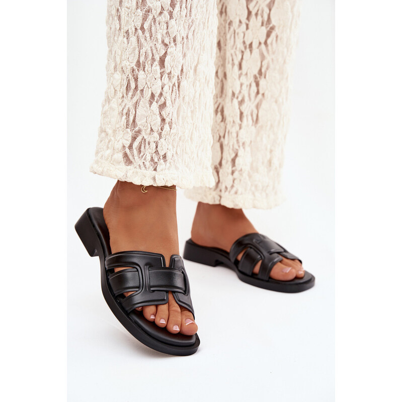 Step in style Dámské nazouváky na nízkém podpatku 78-192A Černé
