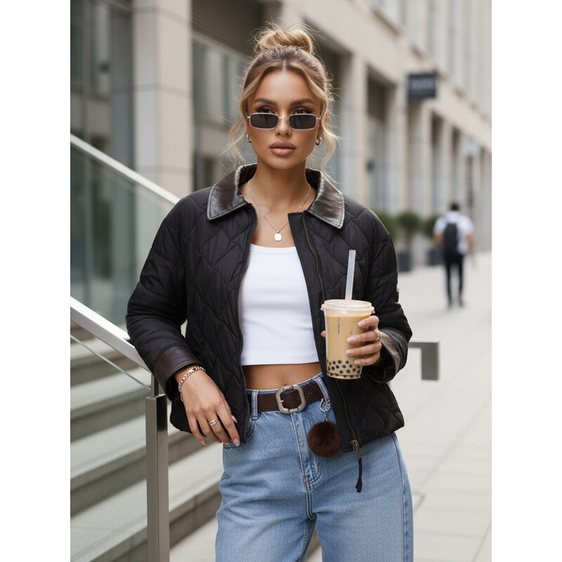 Dámská přechodná prošívaná bunda černá FashionStreet TY5622