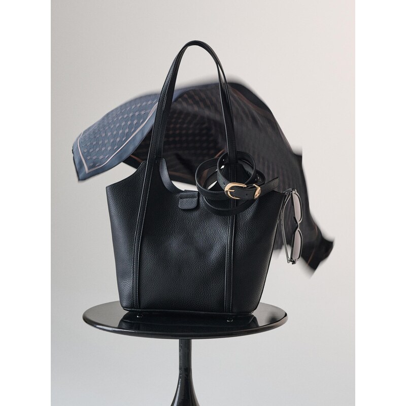 Sinsay - Shopper kabelka s ozdobným šátkem - černá 114146379