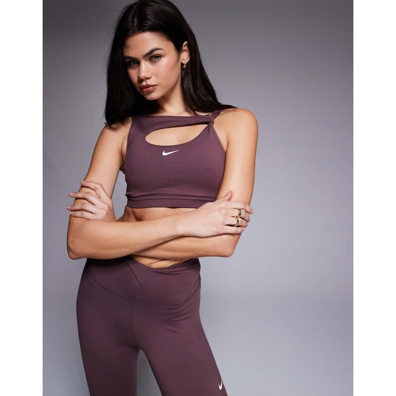 Nike Training Nike One Training twist strap sports bra in dark