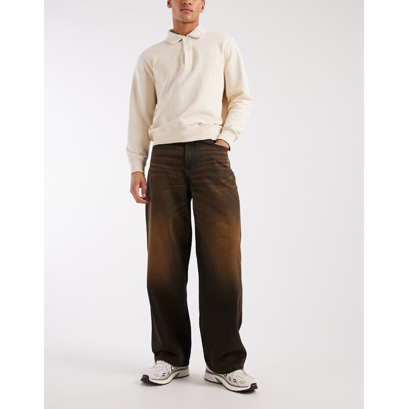 ASOS DESIGN baggy jeans in washed brown