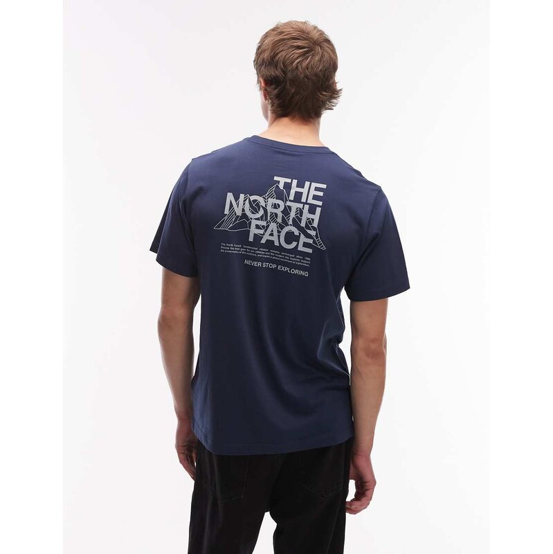 The North Face Mountain Sketch backprint t-shirt in navy