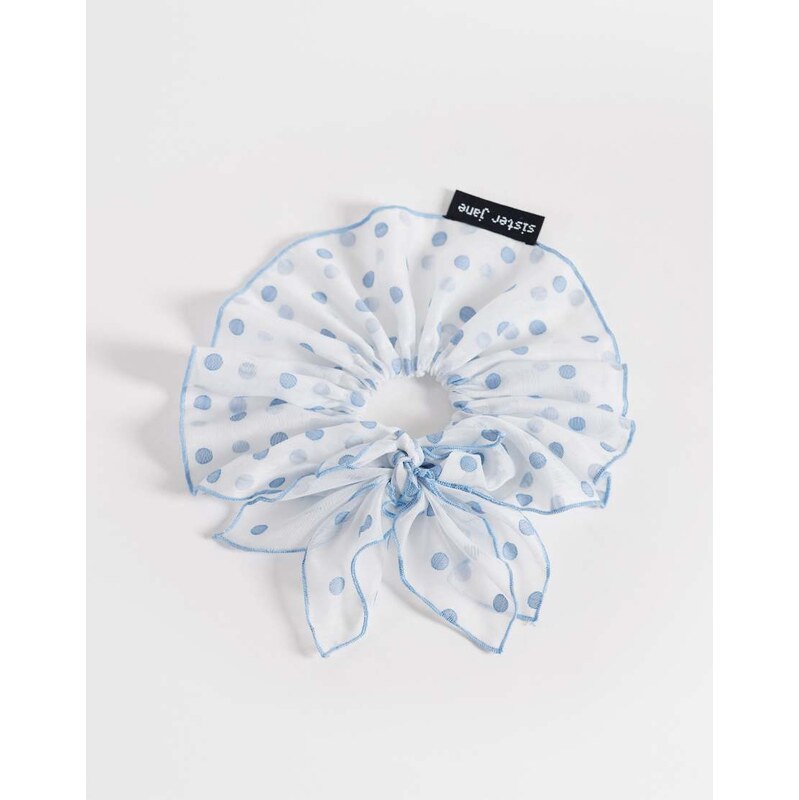 Sister Jane chiffon polka dot oversized scrunchie in blue-White 114281599