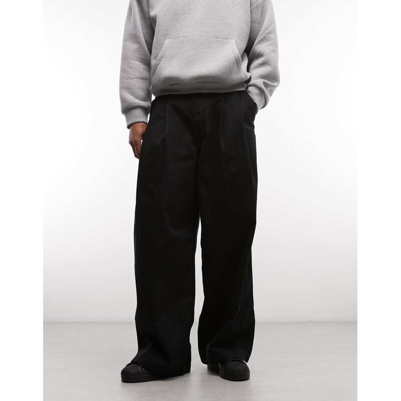 Weekday oversized chino trousers in black