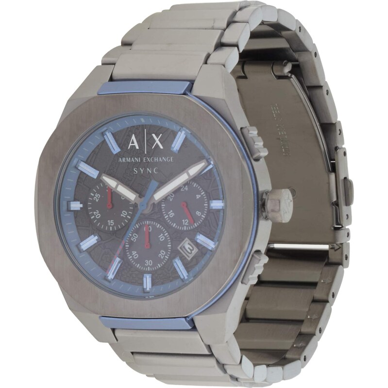 ARMANI EXCHANGE Analogové hodinky modrá / čedičová šedá / červená / 114151347