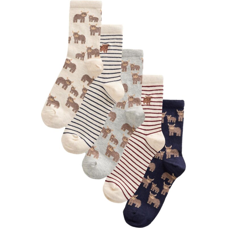 Next Ponožky námořnická modř / hnědá / černá / bílá