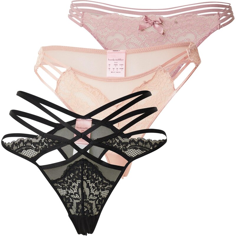Hunkemöller Tanga bledě fialová / pudrová / černá