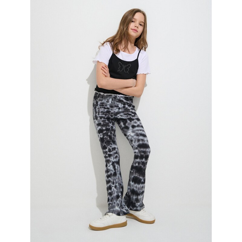 Sinsay - Legíny flare s tie-dye vzorem - černá