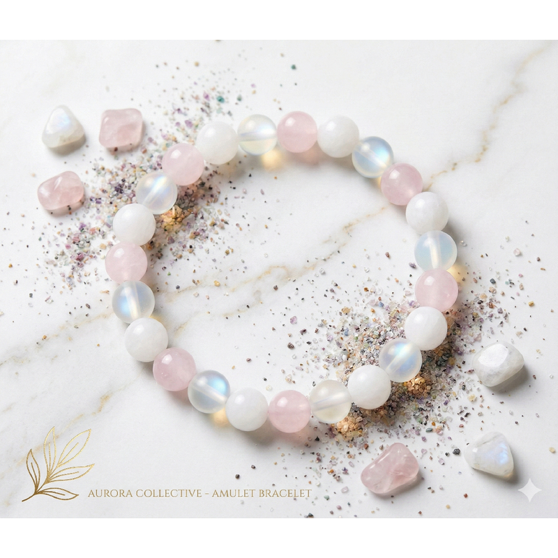 Flor de Cristal BOHO náramek s přírodními kameny - Árvore. Bílý