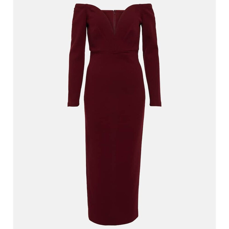 Roland Mouret Off-shoulder wool midi dress
