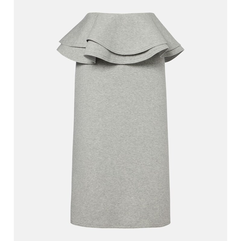 Plan C Ruffled cotton-blend midi skirt