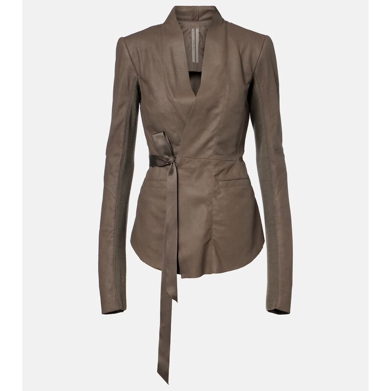 Rick Owens Hollywood virgin wool-trimmed leather blazer