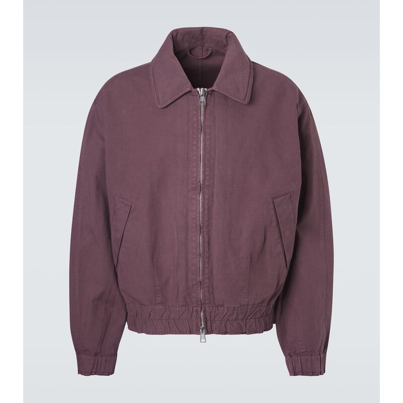 Pánský bomber z kotonu a lnu v barvě Port Soft Coat