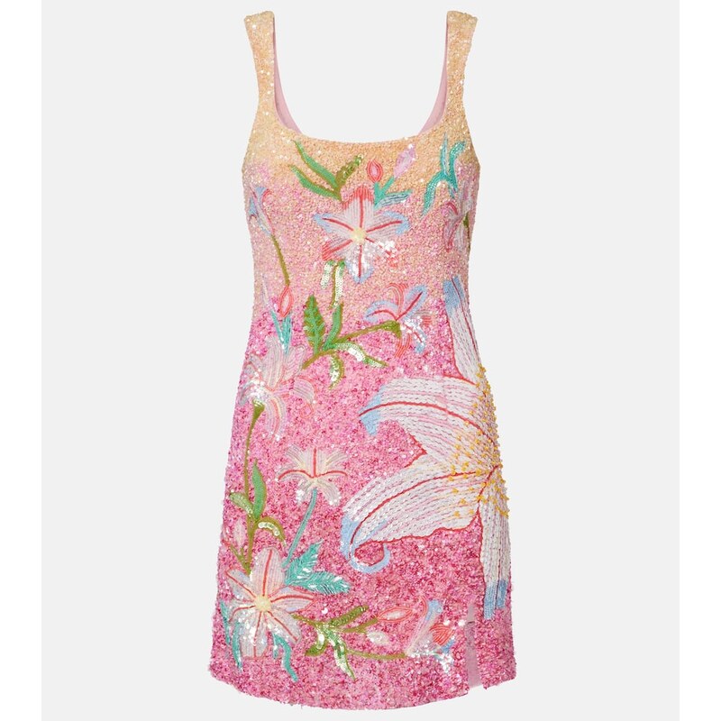 Là Fuori Floral sequined minidress