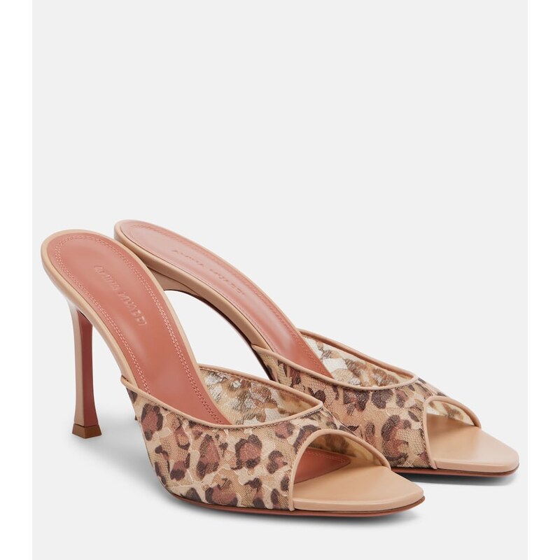 Amina Muaddi Alexa leopard-print lace mules