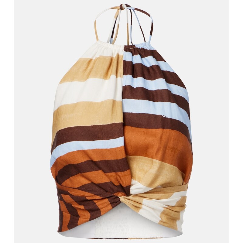 Cala de la Cruz Lodi striped linen crop top