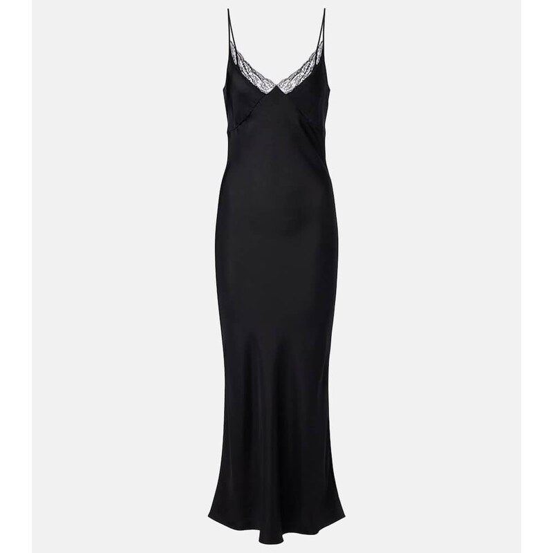 The Row Barina lace-trimmed silk slip dress