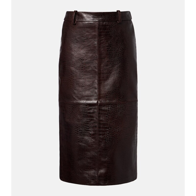 The Frankie Shop Taney croc-effect leather pencil skirt