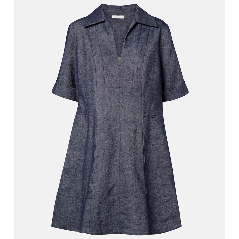 Vince Cotton and linen chambray minidress