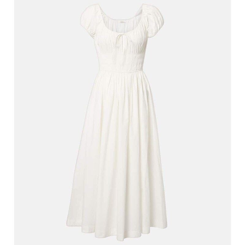 Dôen Quinn smocked cotton poplin midi dress
