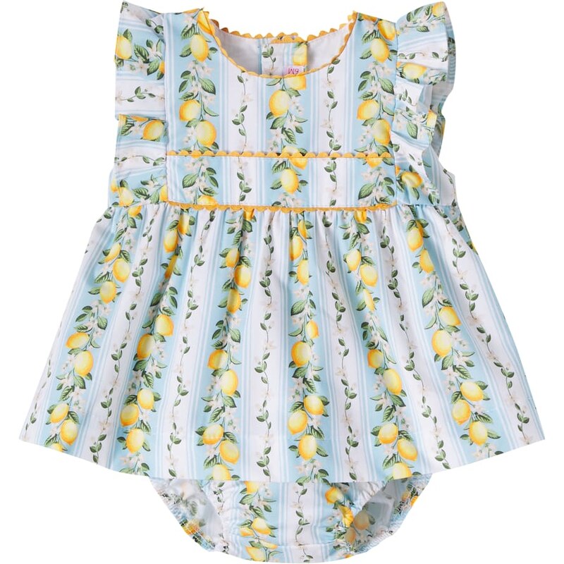 La Coqueta Baby Limon cotton dress and bloomers set