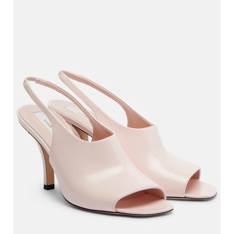 Toteme kůžové sandály s pásou v barvě Flamingo