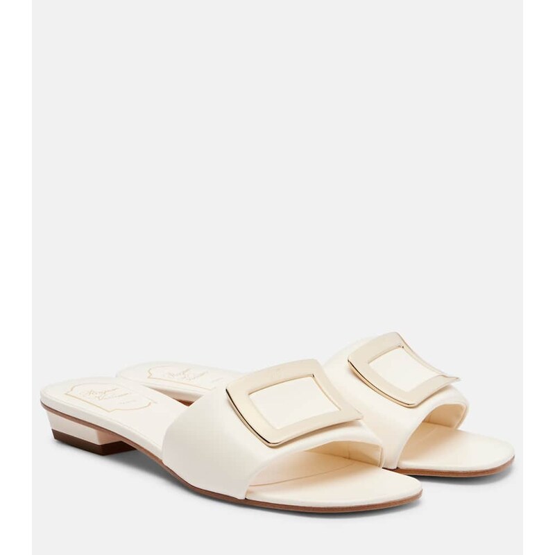 Dámské pantofle Roger Vivier z kůže v barvě Cire