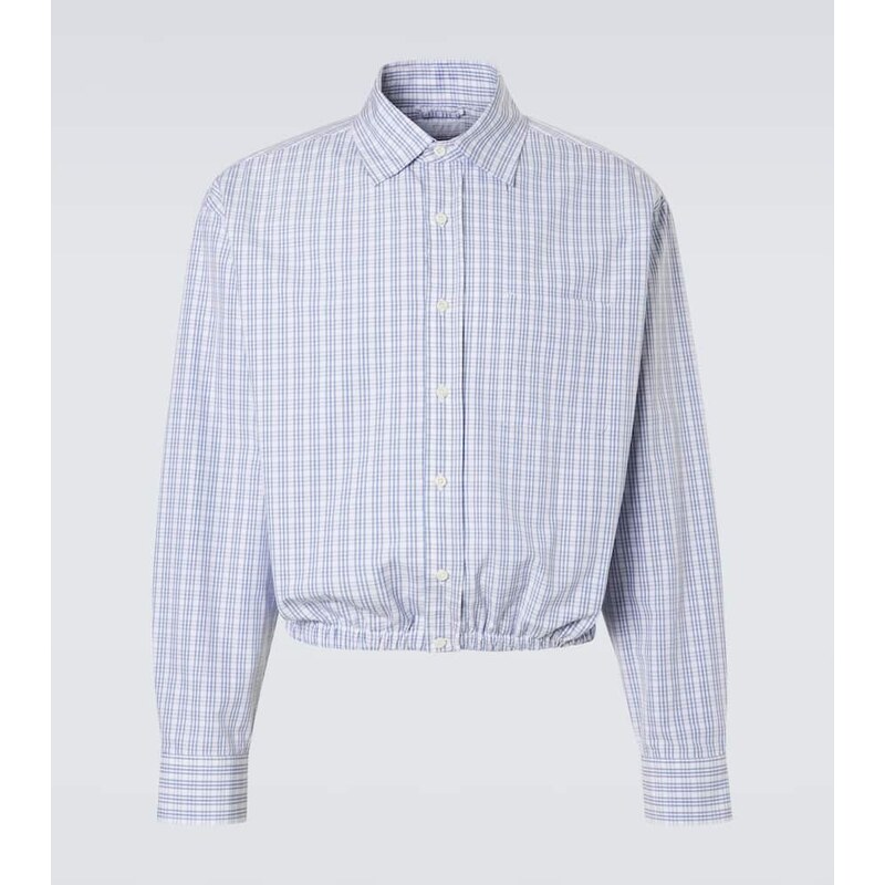 Prada Checked gathered cotton shirt